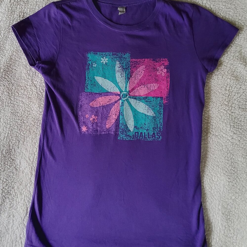 Next Level Dallas Floral Cotton T-Shirt Purple